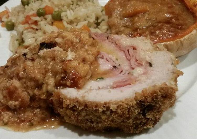 Brad's brie and ham stuffed pork loin with twice baked squash