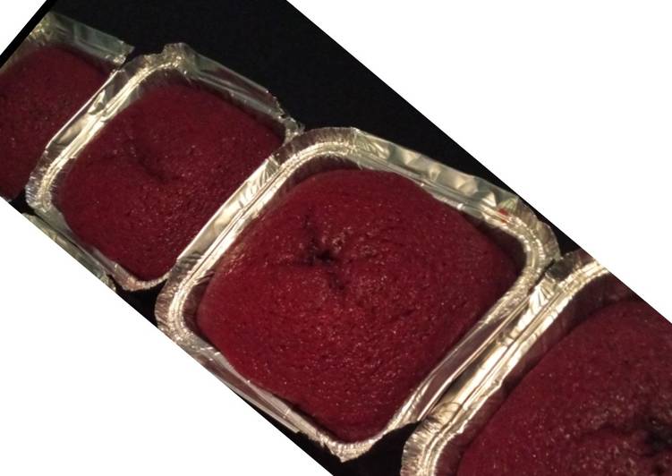 Homemade red velvet foil cake