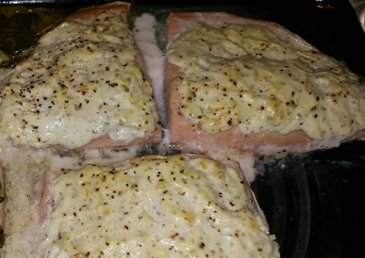 Baked Salmon with Sour Cream Topping