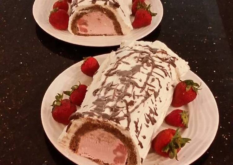 Chocolate Strawberry Ice Cream Cake Roll