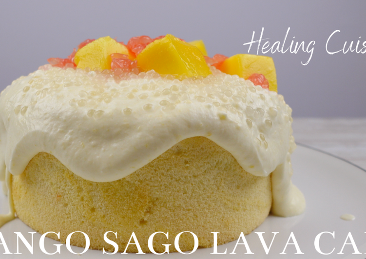 Mango sago lava cake (chiffon cake)