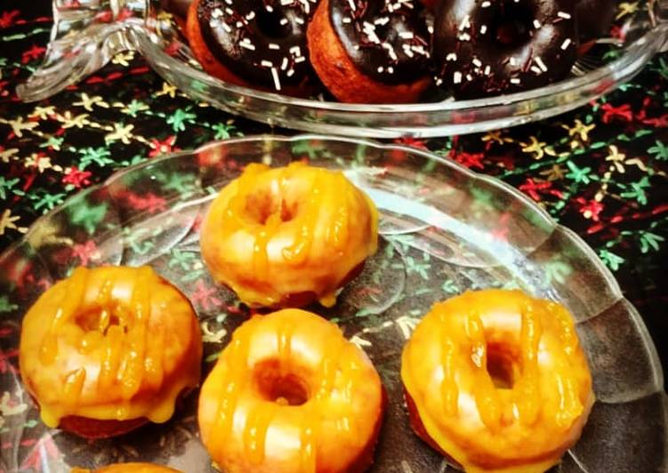Donuts with lemon and chocolate glaze