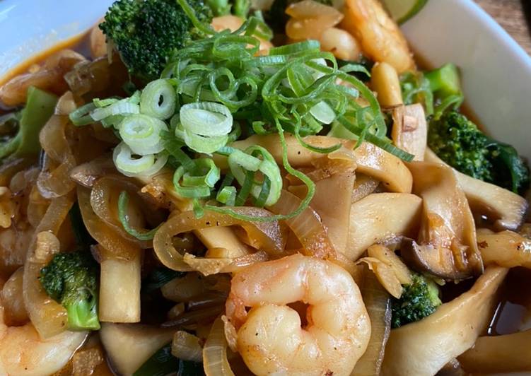 Eringi [エリンギ] Mushroom, Prawns & Broccoli in Sweet Oyster Sauce