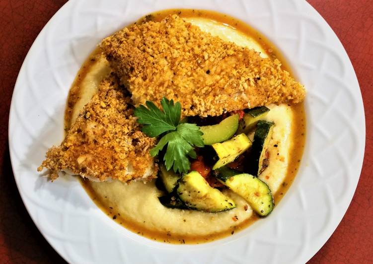 Oven Fried Fish and Grits