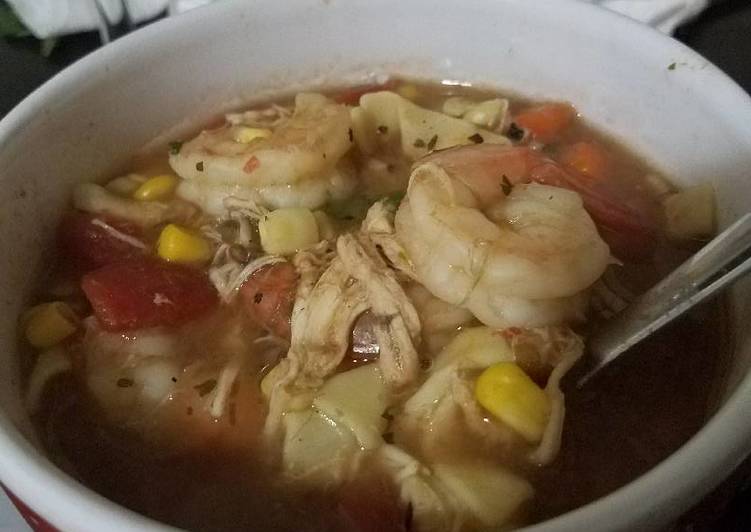 To sick and tired for real effort shrimp and chicken noodle soup