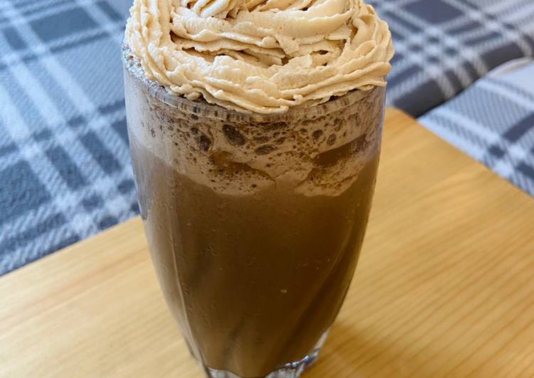 Mocha Cookie Frozen Coffee with Coffee Whipped Cream
