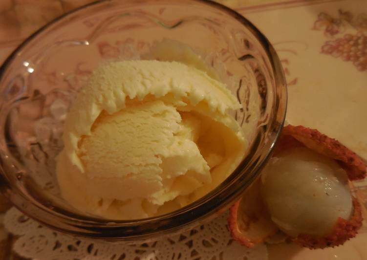 Lychee Ice Cream (no egg, without ice cream maker)