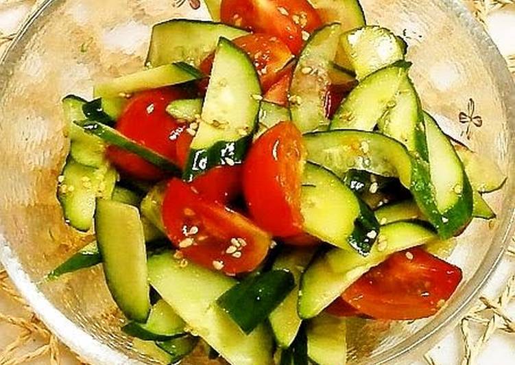 Namul Style Cucumber and Tomato with Sesame Oil