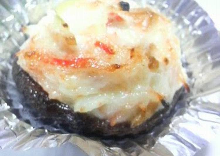 Convenient for Bentos! Shiitake Mushroom Baked with Crabstick and Mayonnaise
