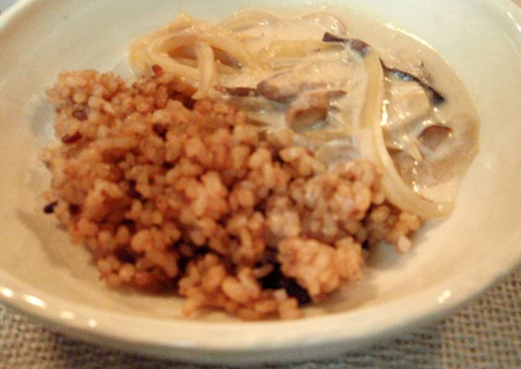 Creamy Soy Milk Stroganoff with Shiitake Mushrooms and Onions