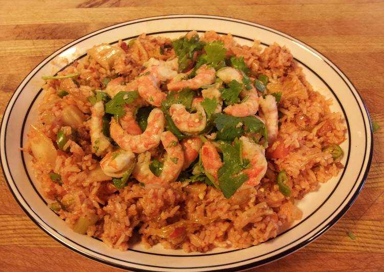 Kimchi Fried Rice with Dancing Shrimp