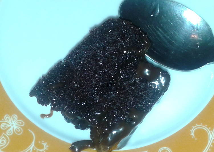 Ultra moist chocolate cake with chocolate sauce