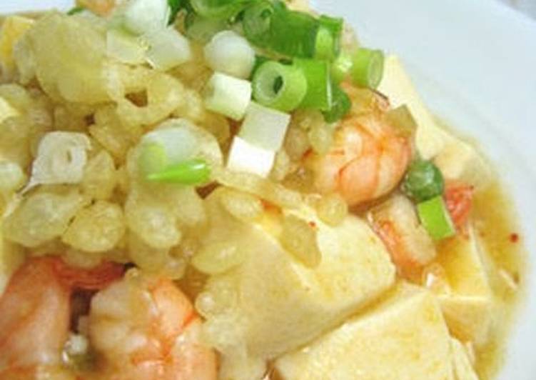 Tofu and Shrimp Salt-Flavored Mapo Tofu with Crunchy Crispy Toppings