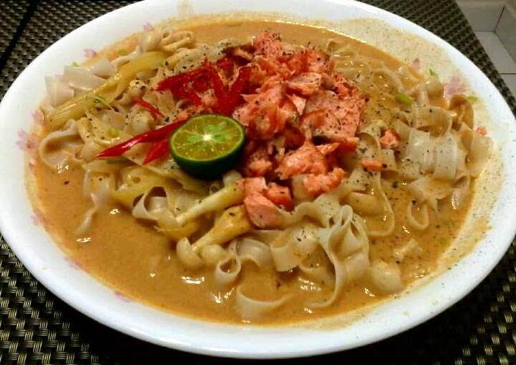 Salmon Thai Curry Noodle Soup