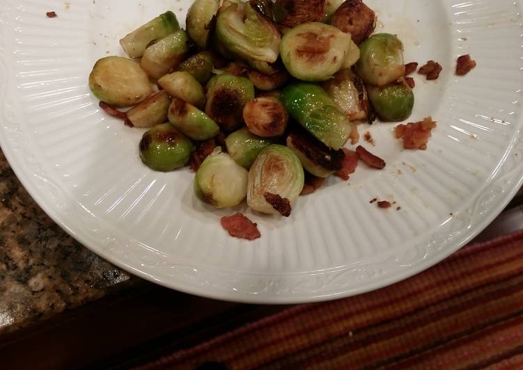 Pan Fried Brussel Sprouts with Blood Orange and Applewood Bacon