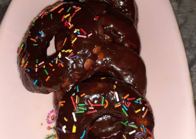 Chocolate icing doughnuts