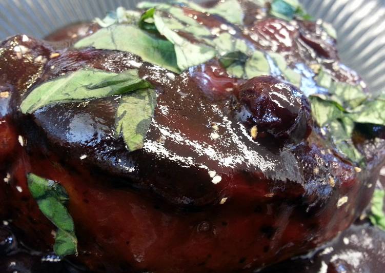 Pomegranate-Blueberry Glazed Pork Chop