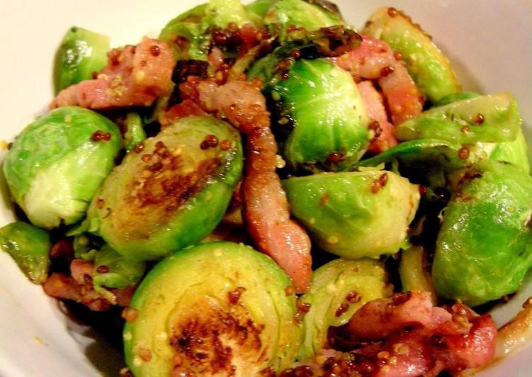 Stir-Fried Brussels Sprouts with Honey Mustard Sauce
