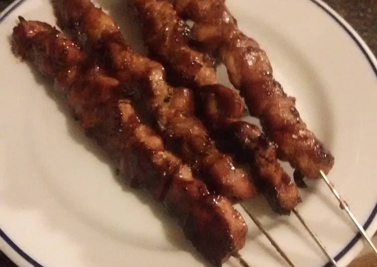 Pork kebabs on the grill