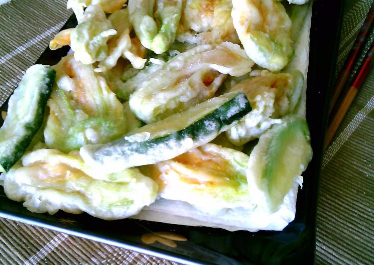 zucchini blossoms in tempura