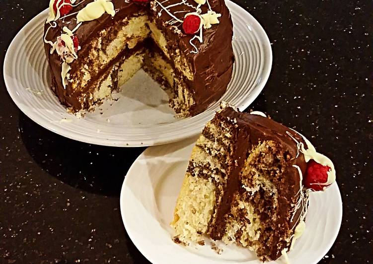 Vanilla and Chocolate Striped Butter Layer Cake