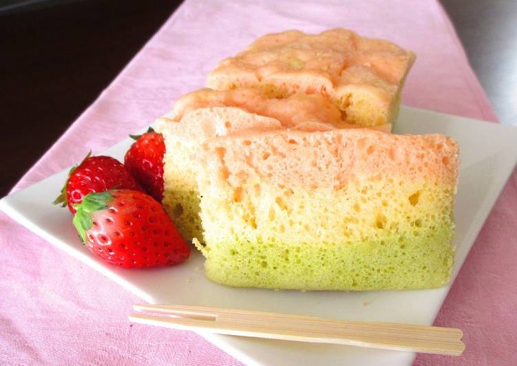 For Doll Festival: Easy Tri-Color Steamed Bread Cake made with Pancake Mix