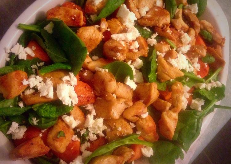 Warm Chicken & Sweet Potato Salad With Ranch Dressing!