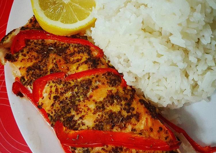 Grilled Salmon with honey mustard