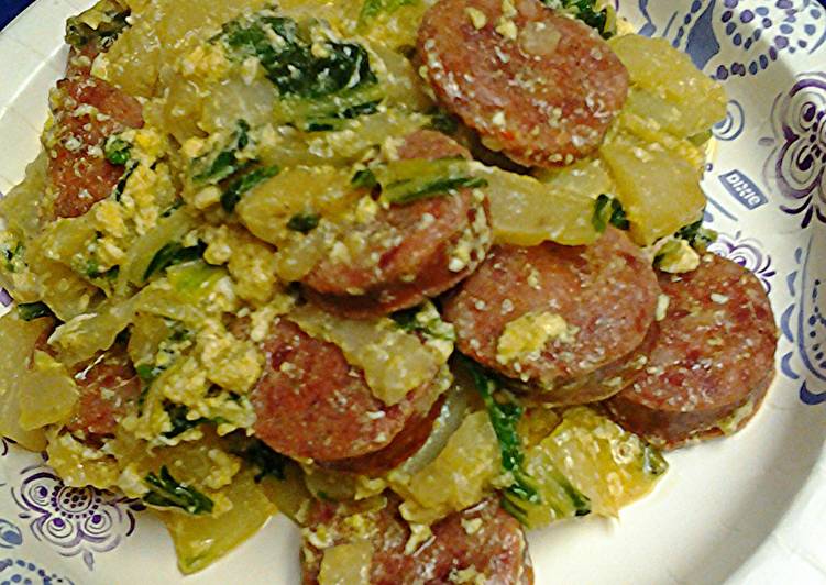 Smoked sausage with bok choy( Chinese cabbage)