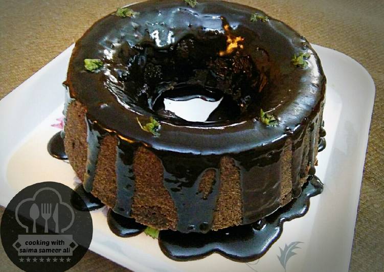 Eggless chocolate cake with homemade choc syrup