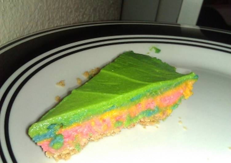 Easy no bake rainbow cheesecake
