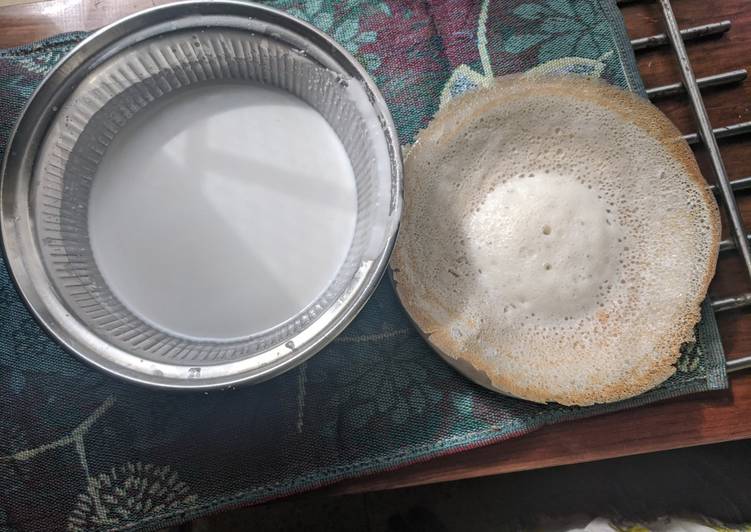 Appam with coconut milk