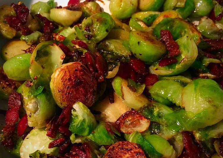 Sautéed Brussels Sprouts With Bacon And Garlic