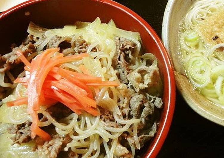 Healthy Gyuudon (Beef & Rice Bowl) with Shirataki Noodles