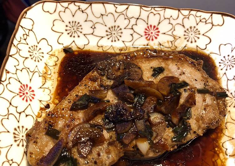 Pan fried pork chop with soy sauce