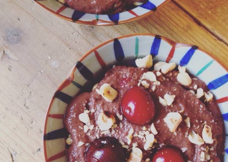 Easy Homemade Chocolate Pudding for Two - with Hazelnuts and Cherries