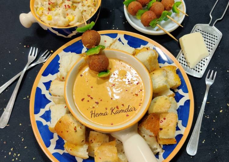 Pav Bhaji  Cheese Fondue with Cheeseballs