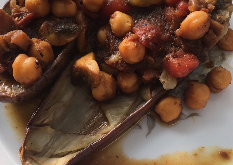 Keto Friendly Eggplants with spicy chickpeas