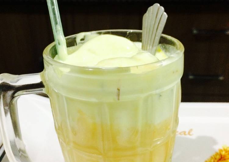 Cold coffee with mango shake and vanilla icecream