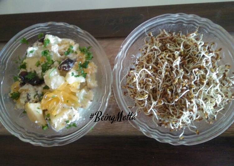 Fruits & vegetable salad with alfalfa sprouts