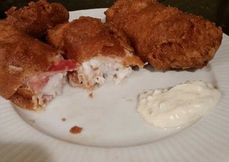 Brad's bacon wrapped beer battered Ling cod