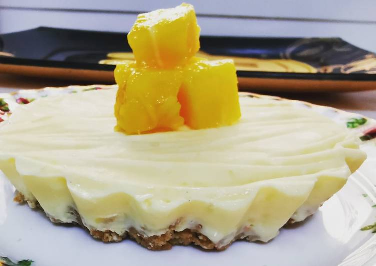 Single Serving Frozen Mango Sorbet Cheesecake (no bake)
