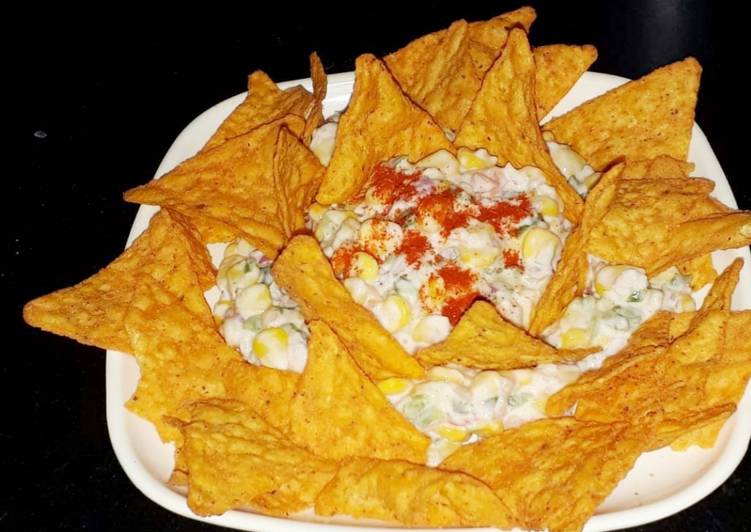 Mexican corn salad with nachos