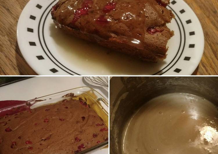 Cranberry Cake with hot 'butter cream' sauce - Gluten/Dairy Free