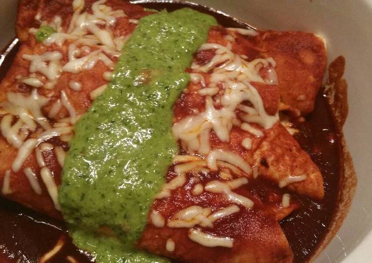 Queso Fresco Enchiladas w/ Red Sauce & Chimichurri