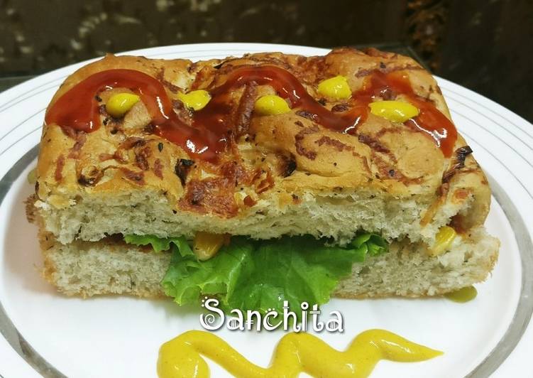 Vegetable Focaccia sandwich - Subway style