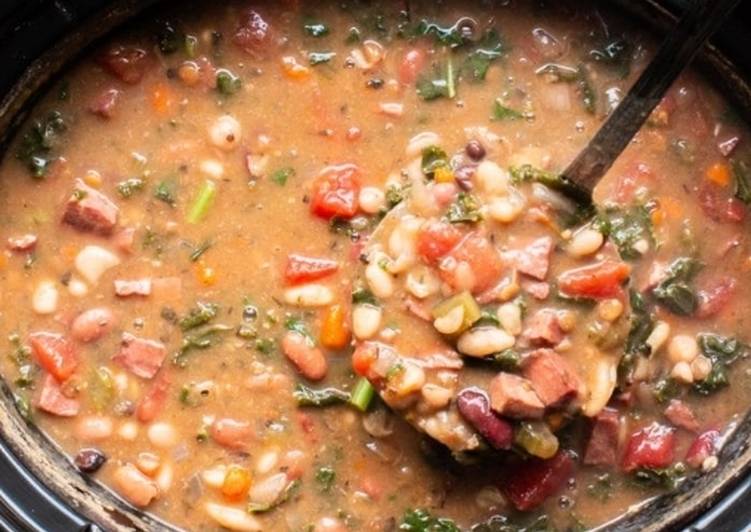 Slow cooker 15 bean & ham soup with or without pasta