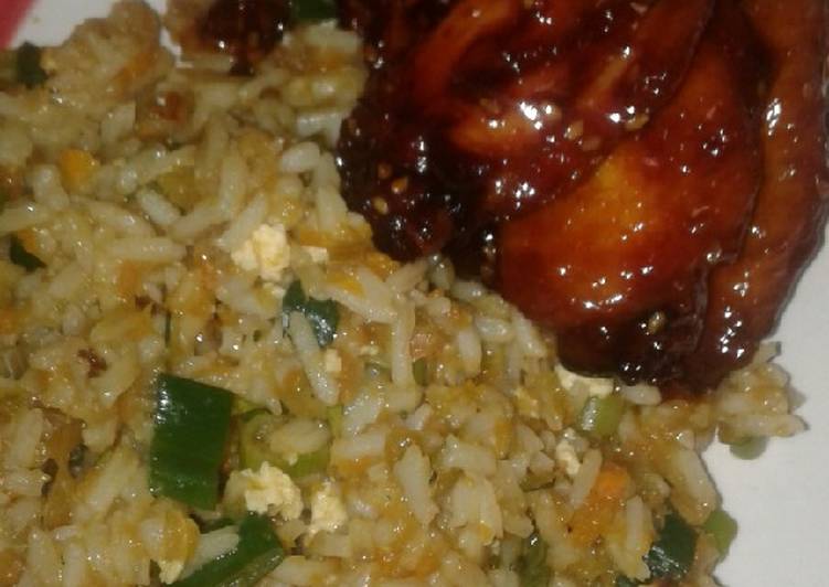 Honey soy chicken wings and fried rice
